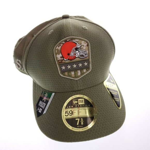 NWT Cleveland Browns USA Salute to Service New Era 59Fifty Cap 7 5/8 Low Profile